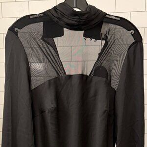 Meshki Patricia High Neck Satin Midi Dress (Black) Size XS NWT but FLAWED